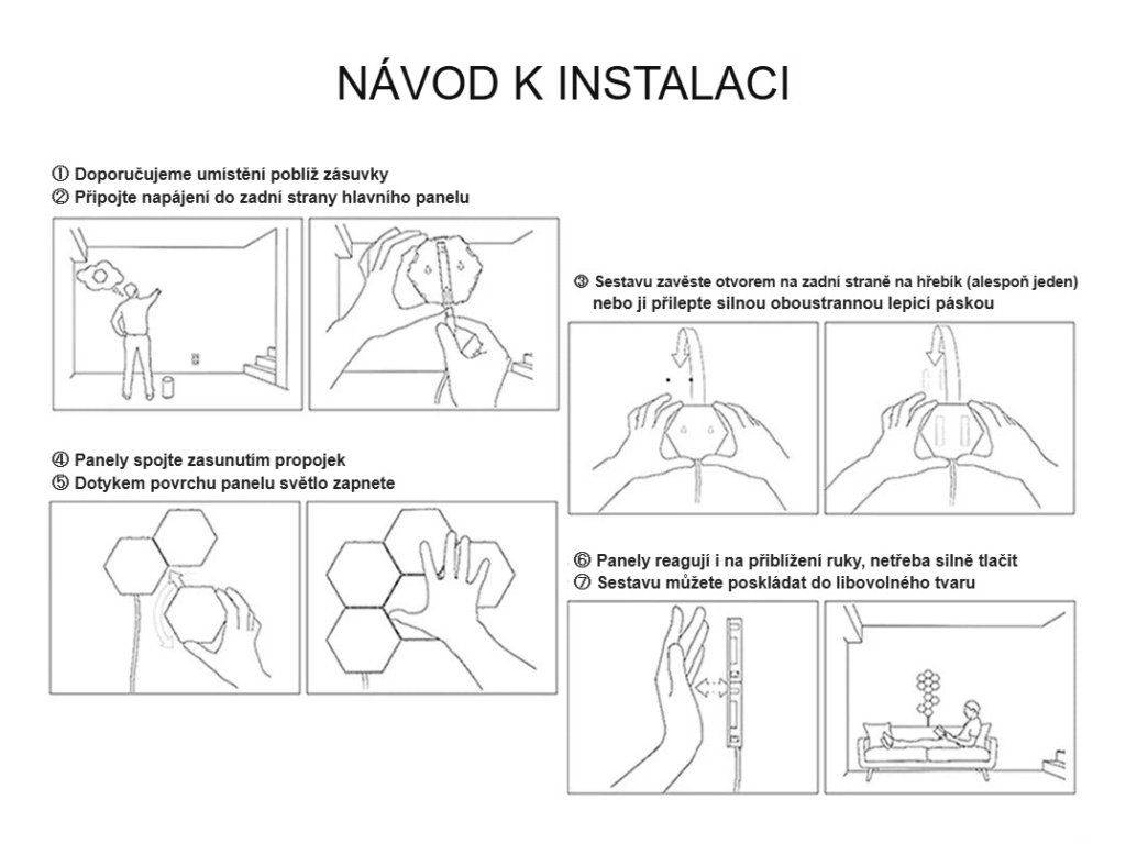 Návod k instalaci panelů na zeď v obrázcích
